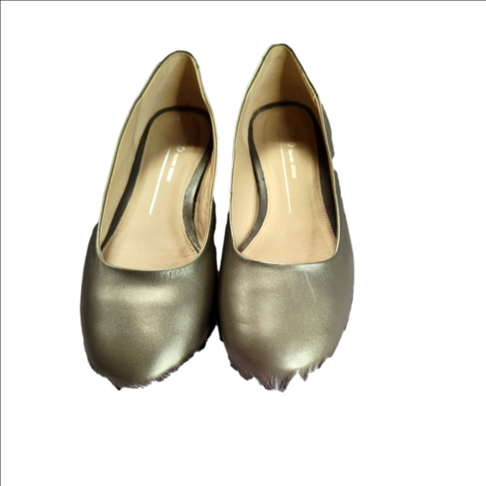 Ecco metallic silver anine ballerina danish design flats size 38 7-7 1/2 NWT